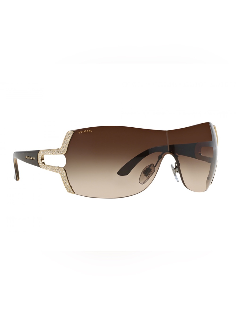 Bulgari Brown Gradient Rimless Sunglasses with Swarovski Crystal Gold Temples